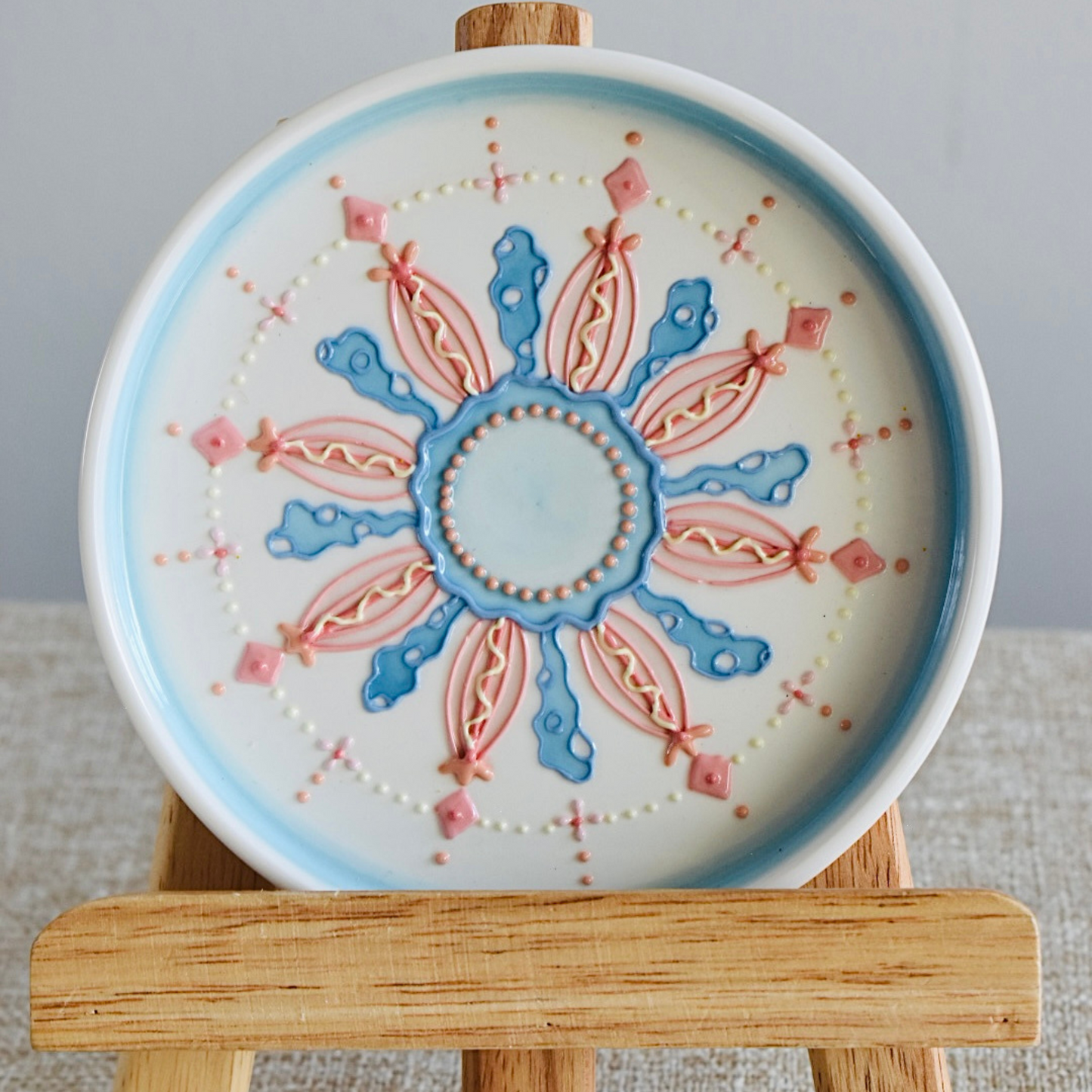Water Lily - Mandala Style 3D Underglazed Plate / S