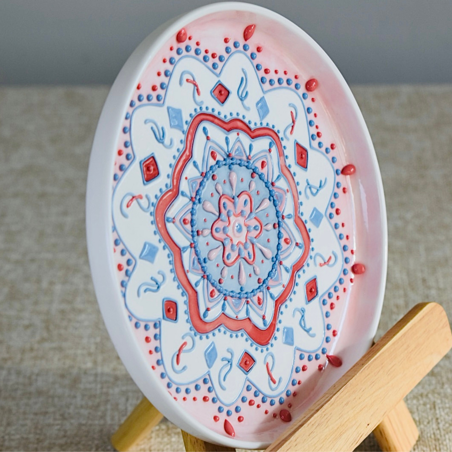 Cubes - Mandala Style 3D Underglazed Plate / M