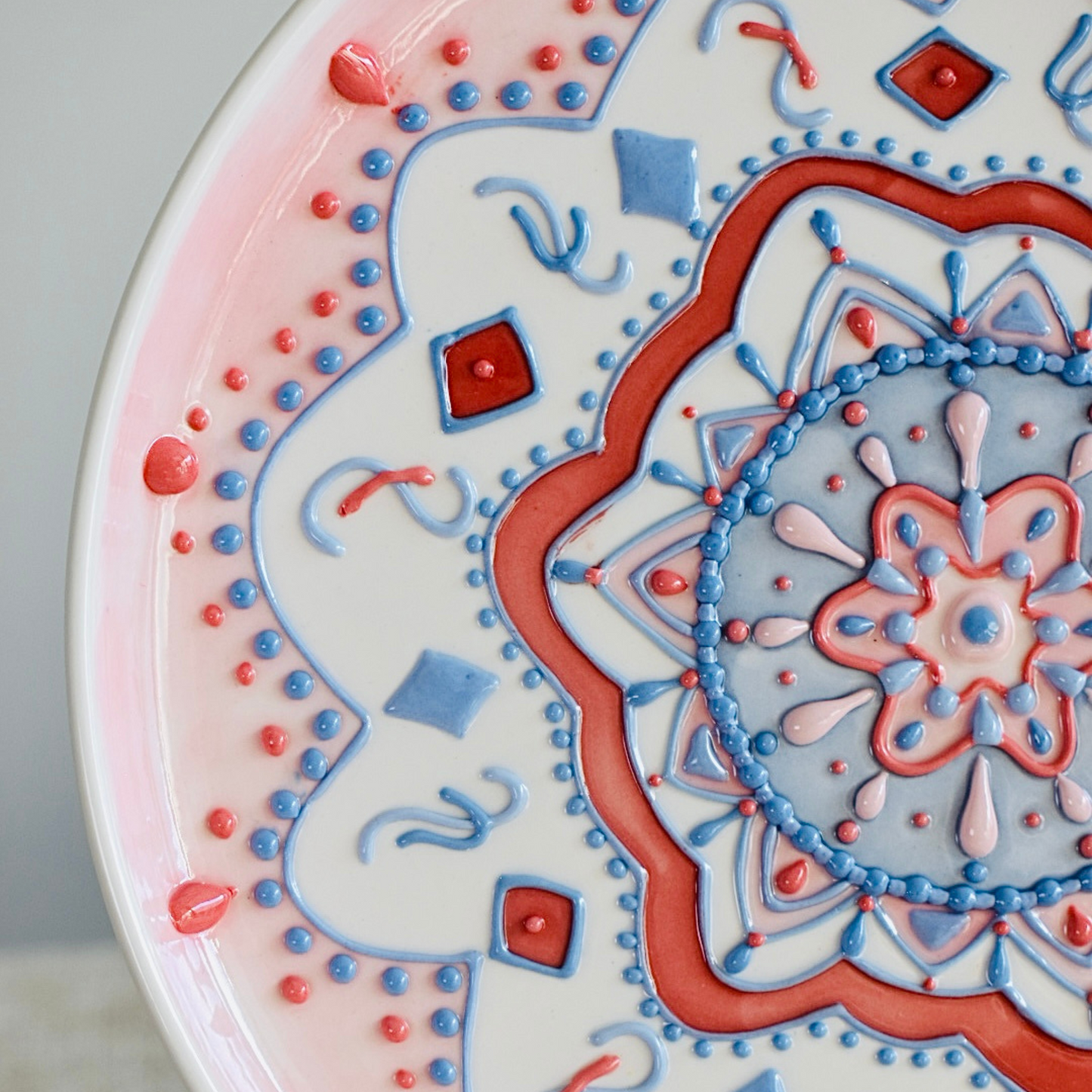 Cubes - Mandala Style 3D Underglazed Plate / M