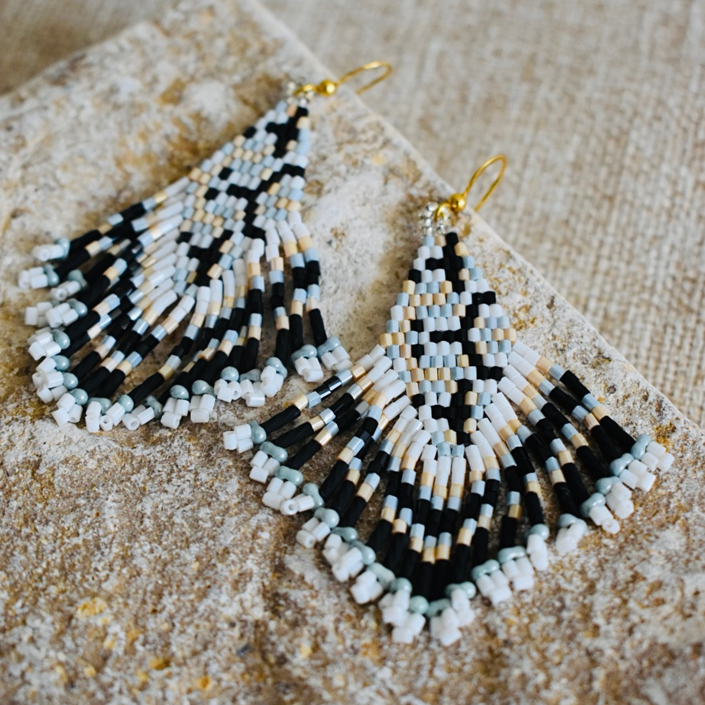 Marine Life - Beaded Tassel Earrings with Miyuki Beads