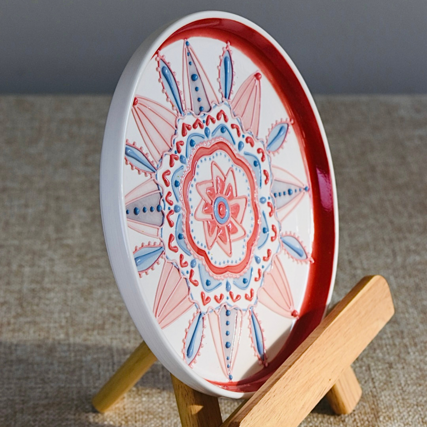 Strawberry - Mandala Style 3D Underglazed Plate / M