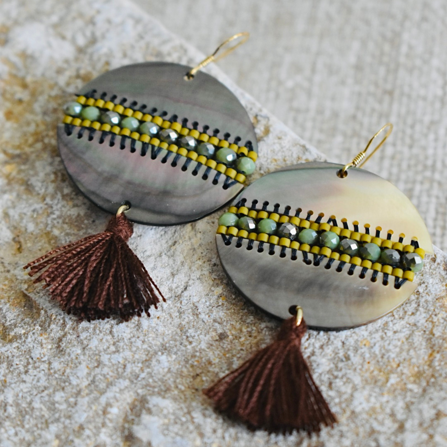 Shell Weave Tassel Earrings
