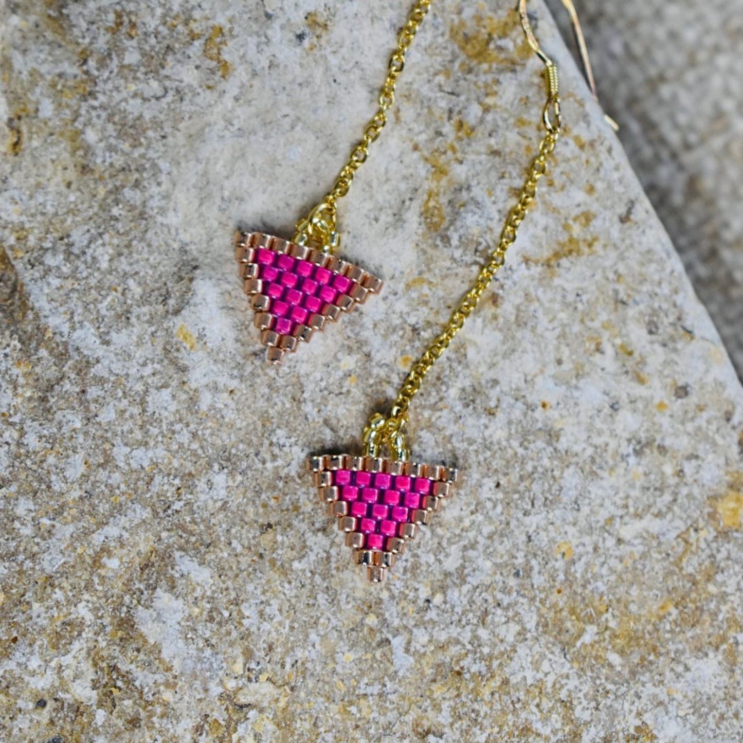 Triangle Pattern Beaded Earrings
