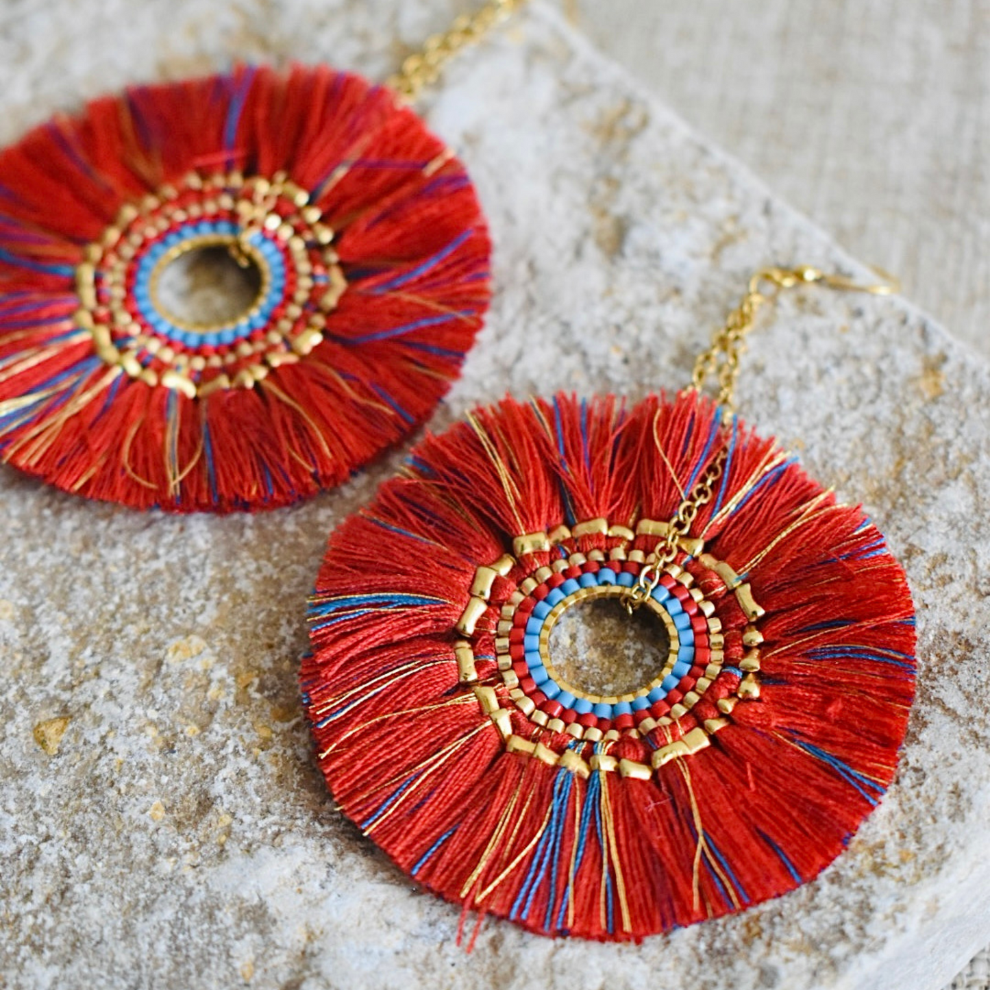 Blazing Sun - Tassel Hoop Earrings