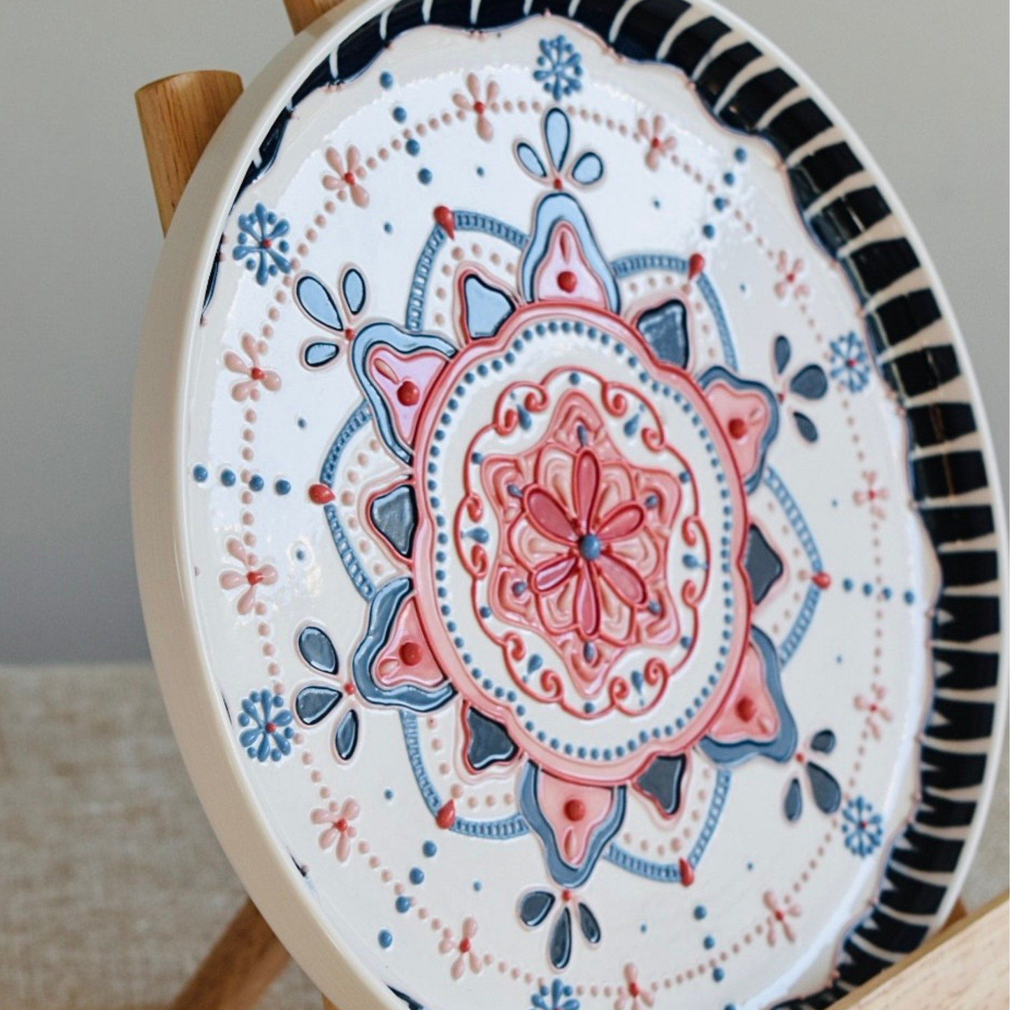 Snowflakes - Mandala Style 3D Underglazed Plate / L