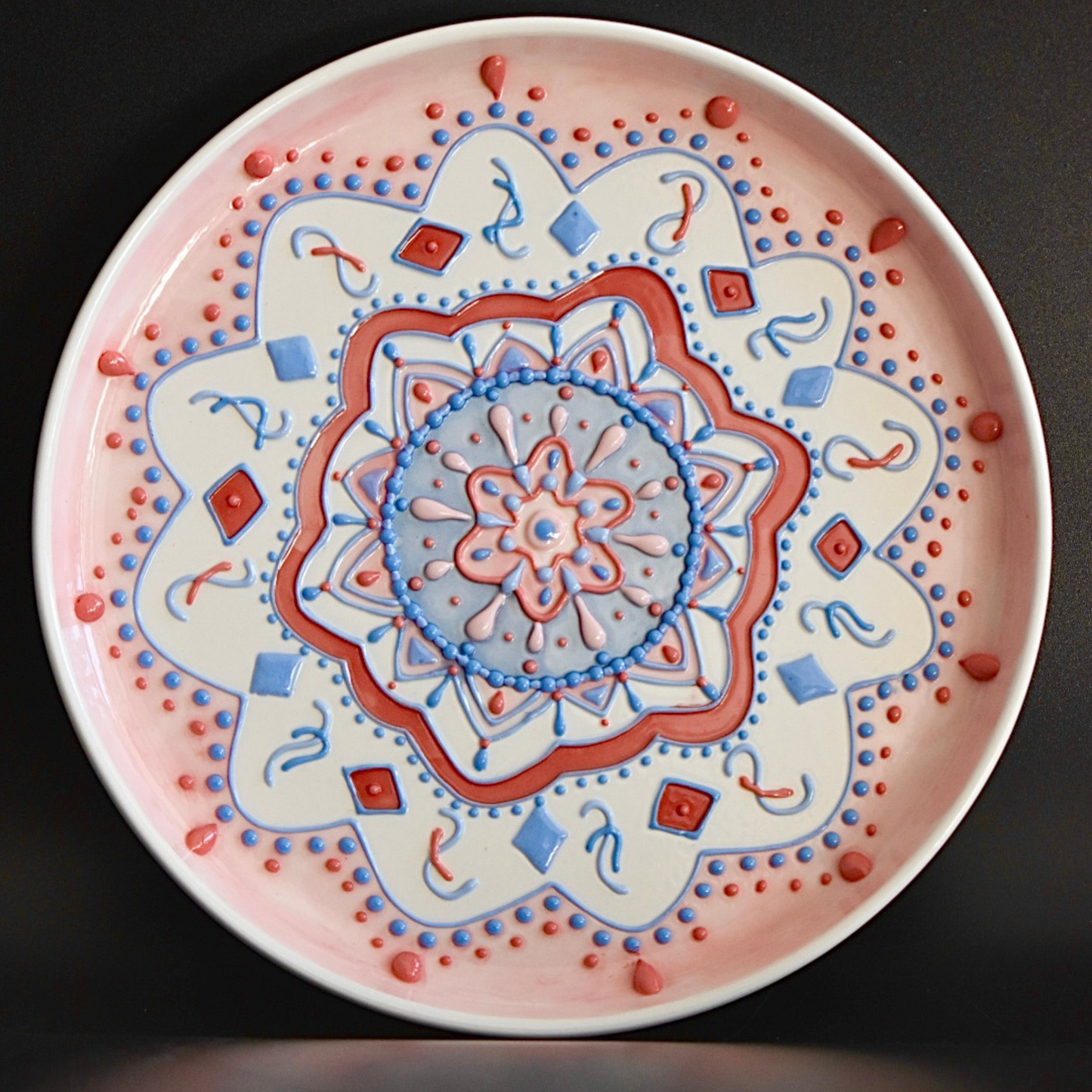 Cubes - Mandala Style 3D Underglazed Plate / M