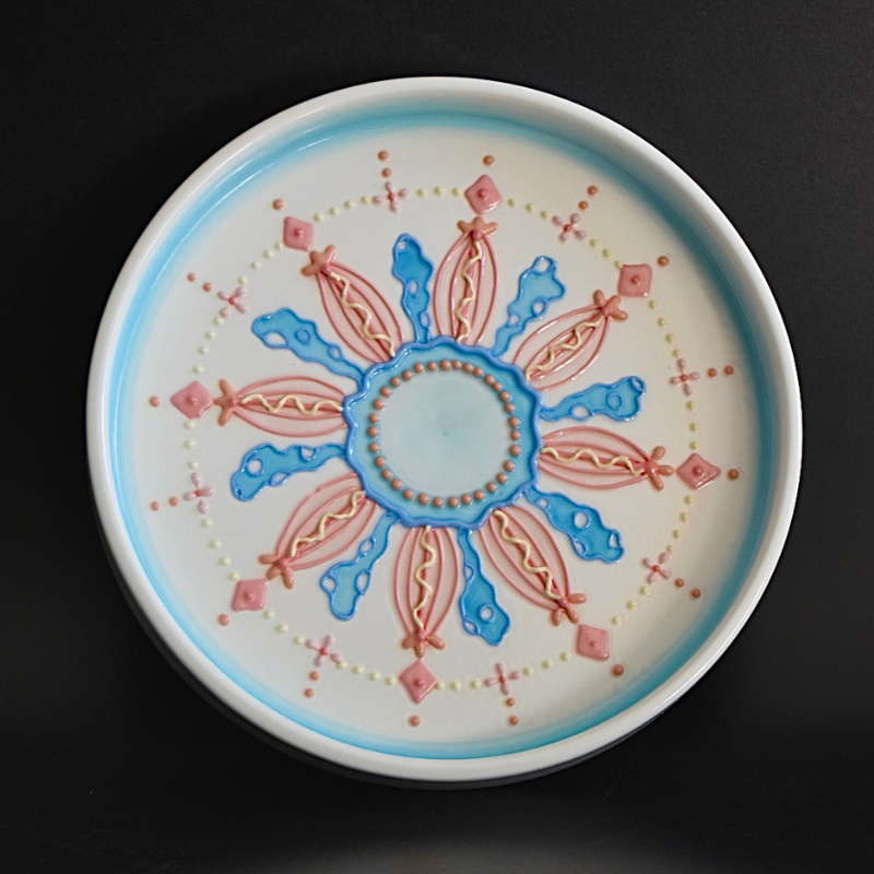 Water Lily - Mandala Style 3D Underglazed Plate / S