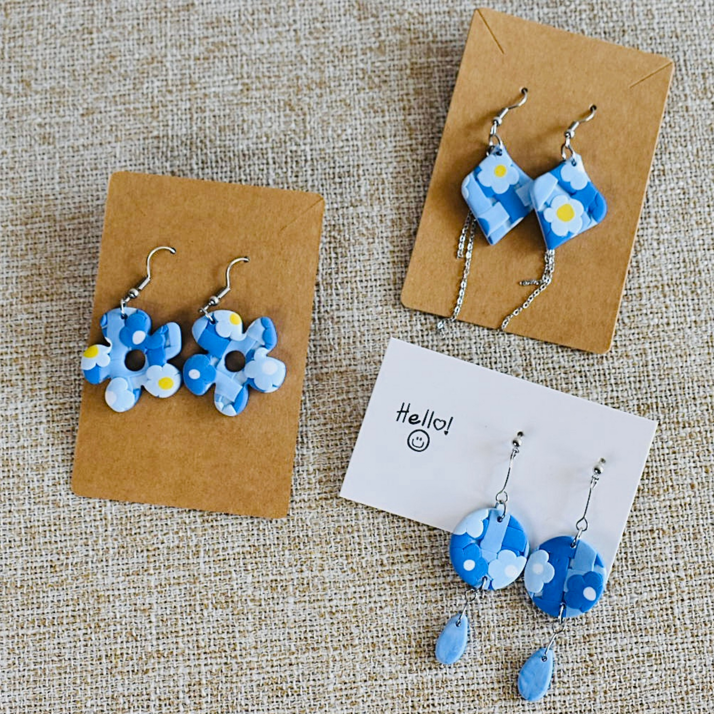 Blue Sky - Handmade Polymer Clay Earrings