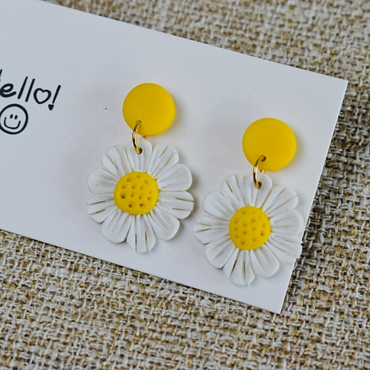 Yellow Flowers - Handmade Polymer Clay Stud Earrings