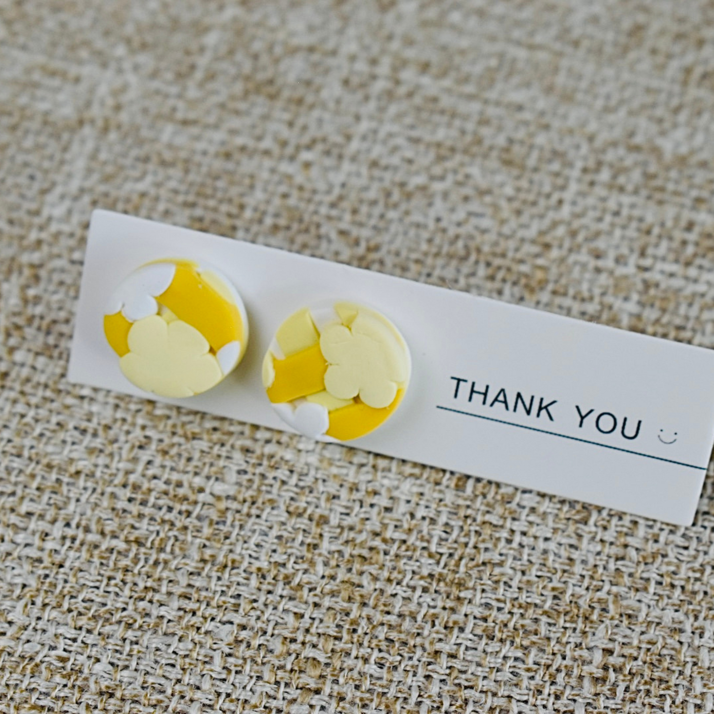Yellow Flowers - Handmade Polymer Clay Stud Earrings