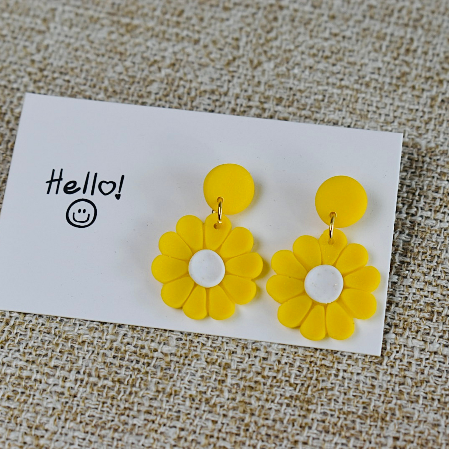 Yellow Flowers - Handmade Polymer Clay Stud Earrings