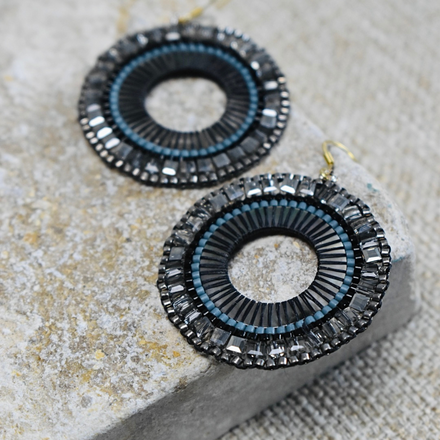 Full Moon - Halo Beaded Circle Earrings