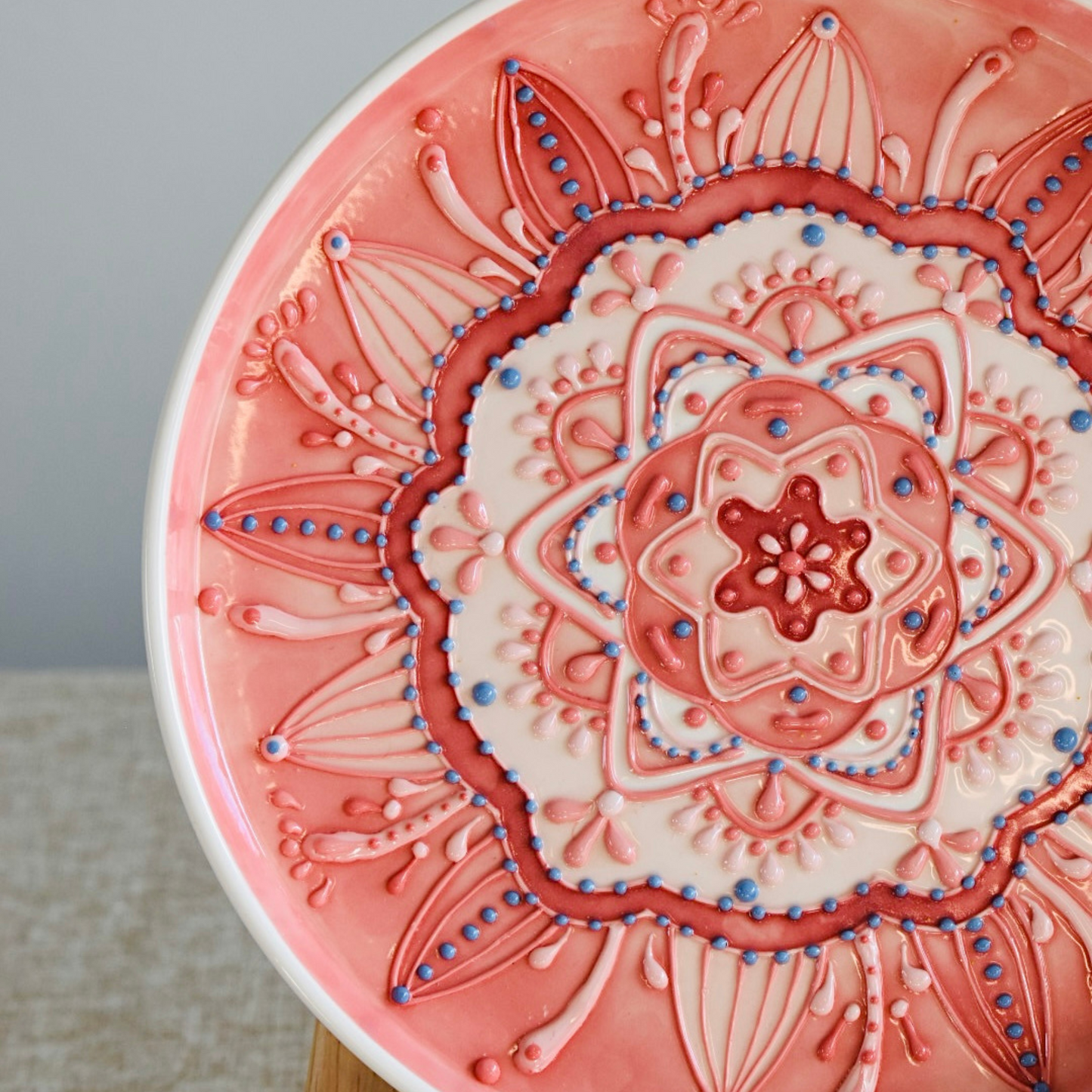 Chrysanthemum - Mandala Style 3D Underglazed Plate / LL