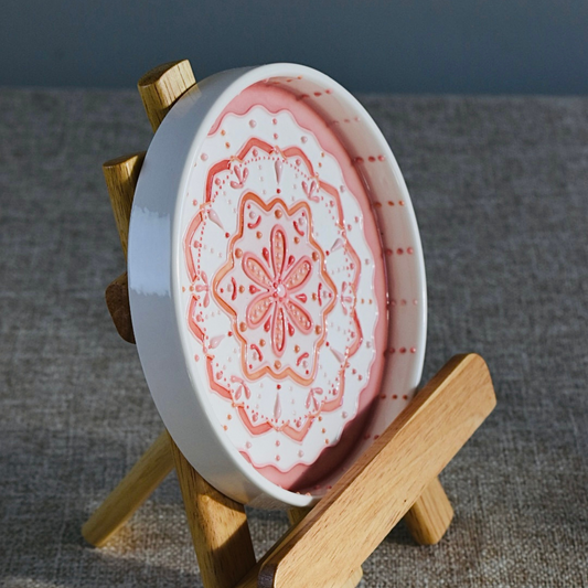 Marshmallow - Mandala Style 3D Underglazed Plate / S