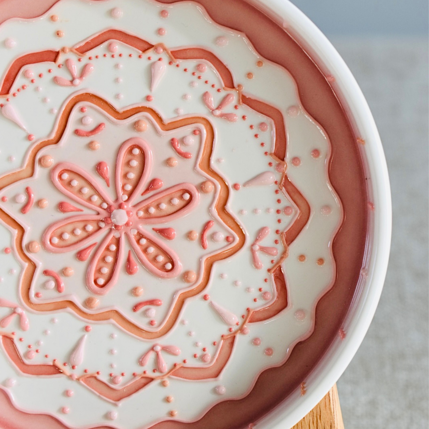 Marshmallow - Mandala Style 3D Underglazed Plate / S